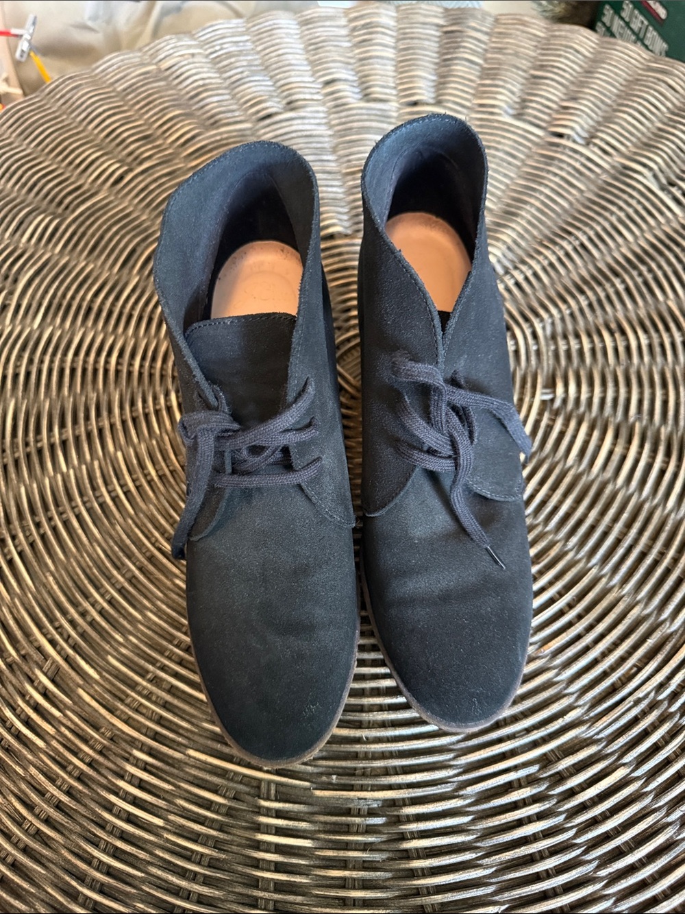 J. Crew Black Suede Lace-Up Ankle Booties